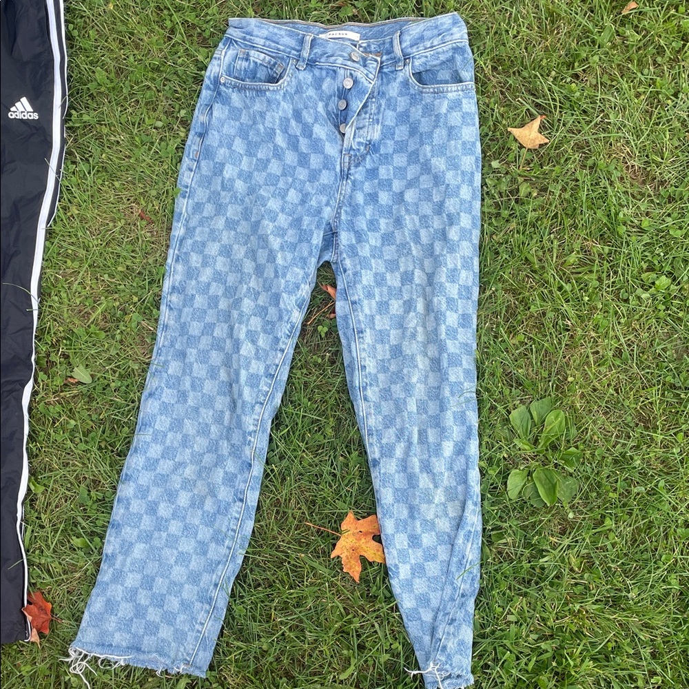 PacSun Light Blue Checkered Straight Leg Jeans